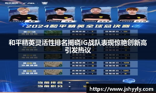 和平精英灵活性排名揭晓IG战队表现惊艳创新高引发热议